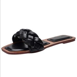NWT Black Braided Strap Sandals - 9